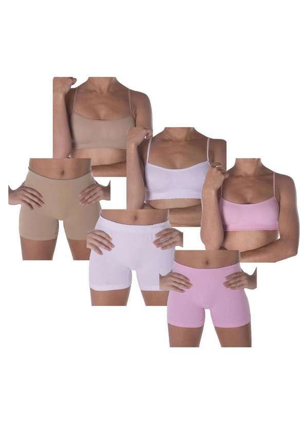 Selene - Kit 3 Conjuntos Top e Calcinha Selene sem Costura Infantil Bege
