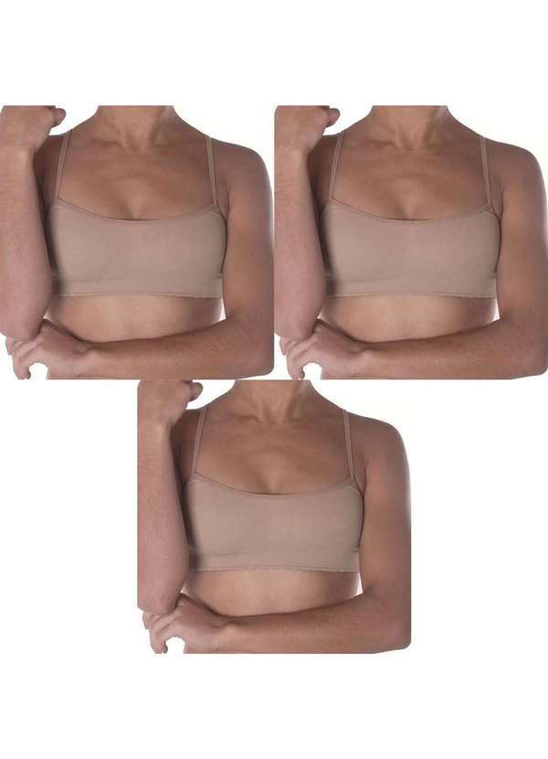 Selene - Kit 3 Tops Selene sem Costura Infantil - Nude Bege