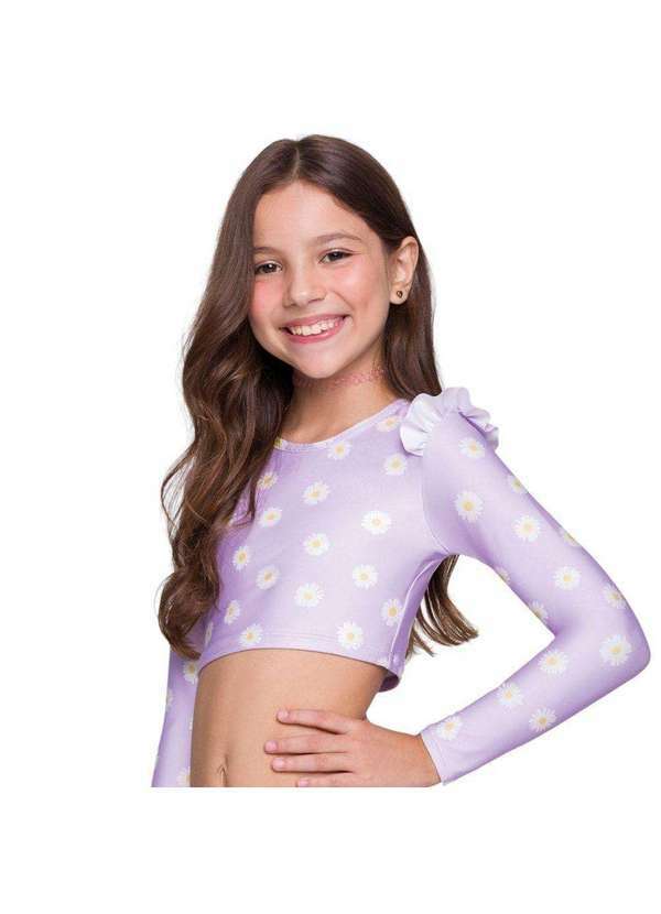 Selene - Camisa Cropped Selene Manga Longa Infantil Roxo 2
