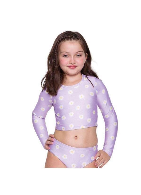 Selene - Camisa Cropped Selene Manga Longa Juvenil Roxo