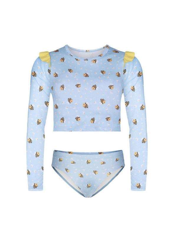 Selene - Conjunto Biquíni Selene Camisa Calcinha Praia Infantil Azul