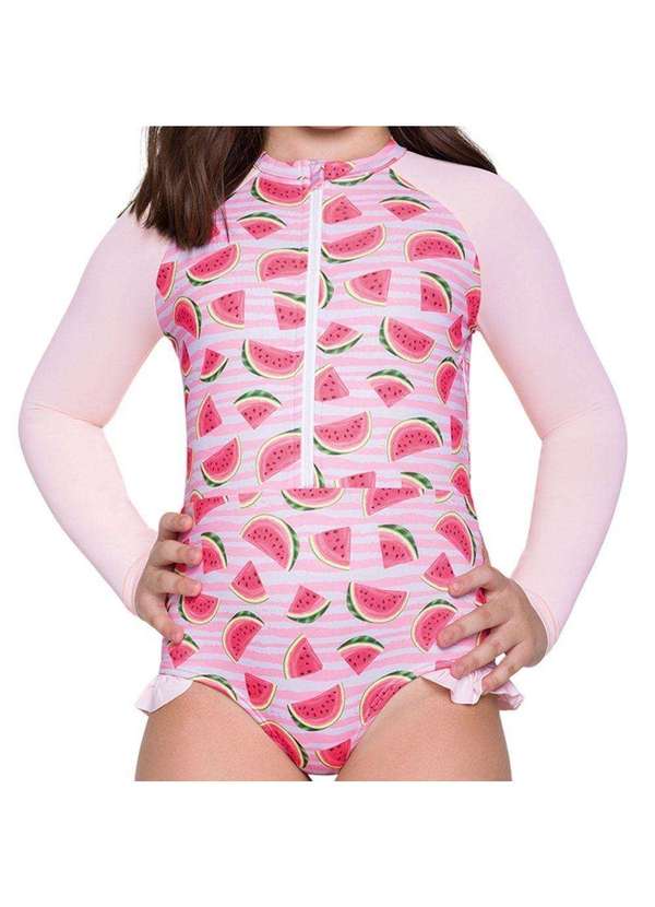 Selene - Maiô Selene Manga Longa Infantil Rosa 2