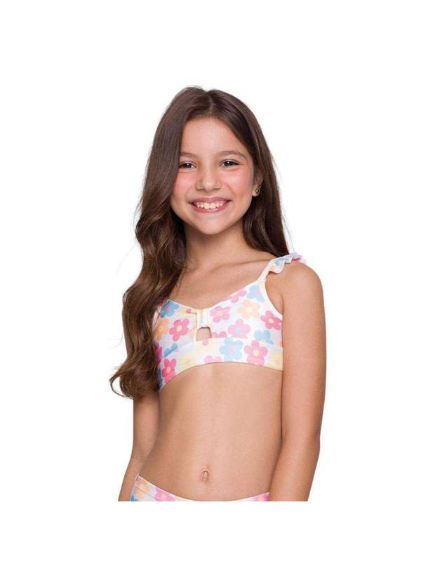 Selene - Top Biquíni Selene com Babado Infantil Branco