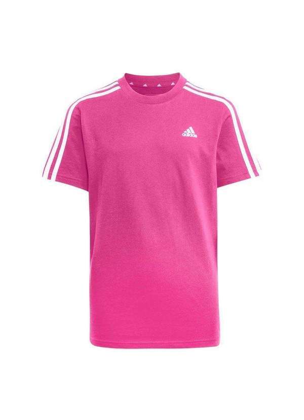 Adidas - Camiseta Adidas Essentials 3 Stripes Infantil Rosa