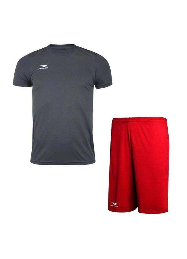 Penalty - Conjunto Penalty X Camiseta e Calção Juvenil Cinza