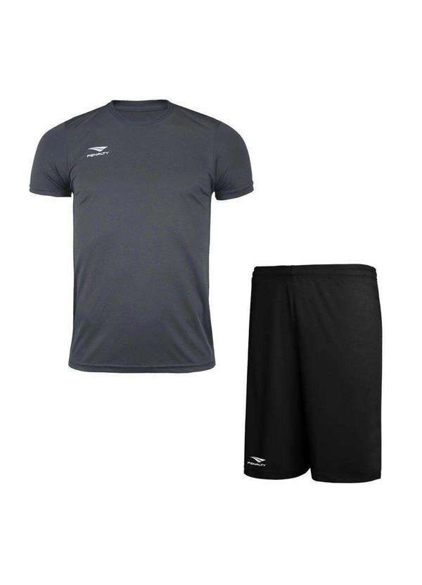 Penalty - Conjunto Penalty X Camiseta e Calção Juvenil Cinza