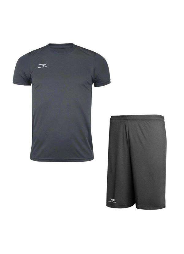 Penalty - Conjunto Penalty X Camiseta e Calção Juvenil Cinza