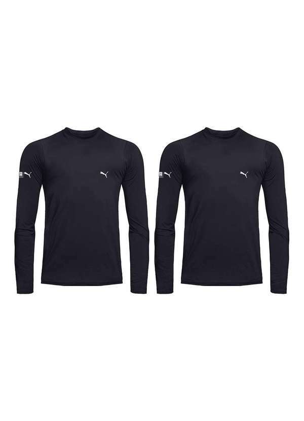 Puma - Kit 2 Camisas Térmicas Puma Uv50 Manga Longa Juvenil Preto