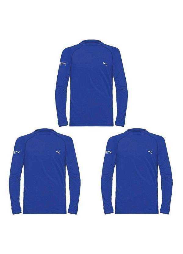 Puma - Kit 3 Camisas Térmicas Puma Uv50 Manga Longa Juvenil Azul