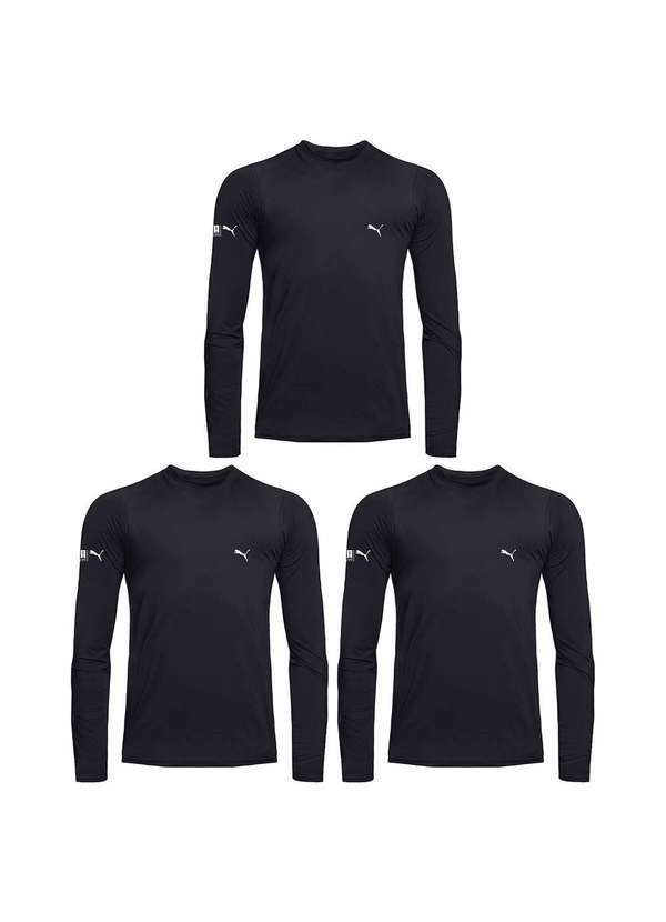 Puma - Kit 3 Camisas Térmicas Puma Uv50 Manga Longa Juvenil Preto