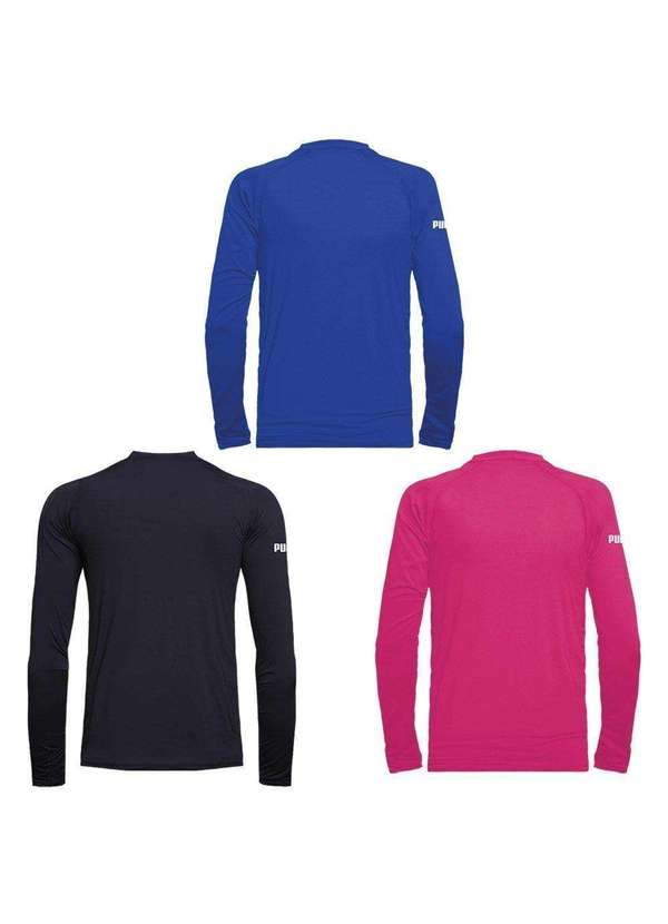 Puma - Kit 3 Camisas Térmicas Puma Uv50 Manga Longa Juvenil Rosa 2
