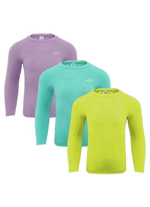 Selene - Kit 3 Camisas Térmicas Selene Proteção Uv50 Infantil Amarelo