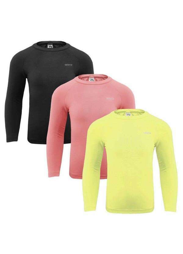 Selene - Kit 3 Camisas Térmicas Selene Proteção Uv50 Juvenil Amarelo