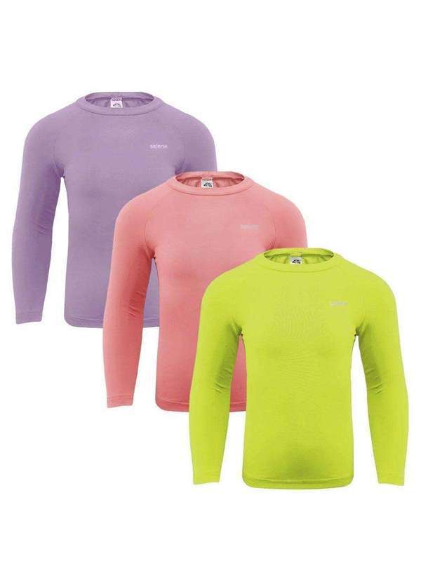 Selene - Kit 3 Camisas Térmicas Selene Proteção Uv50 Juvenil Amarelo