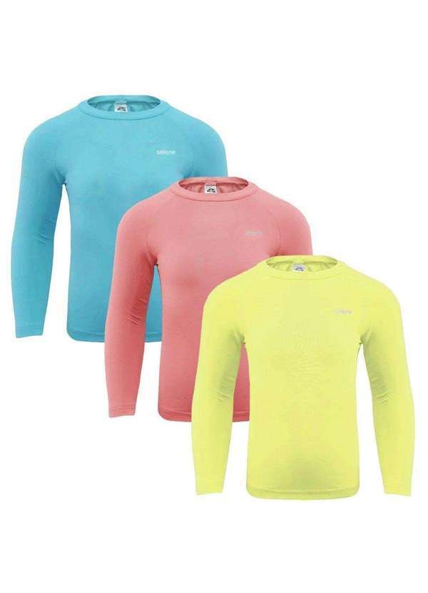 Selene - Kit 3 Camisas Térmicas Selene Proteção Uv50 Juvenil Amarelo