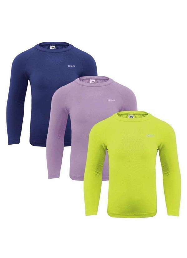 Selene - Kit 3 Camisas Térmicas Selene Proteção Uv50 Juvenil Amarelo