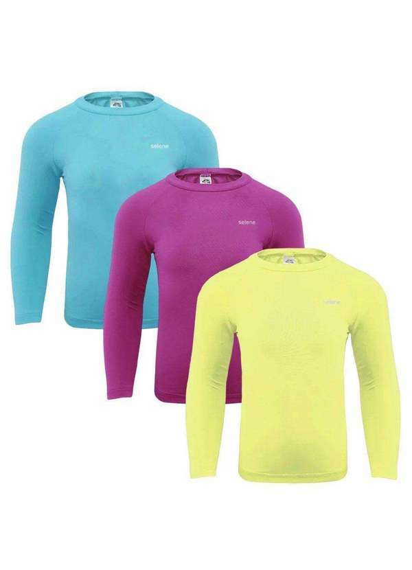 Selene - Kit 3 Camisas Térmicas Selene Proteção Uv50 Juvenil Azul