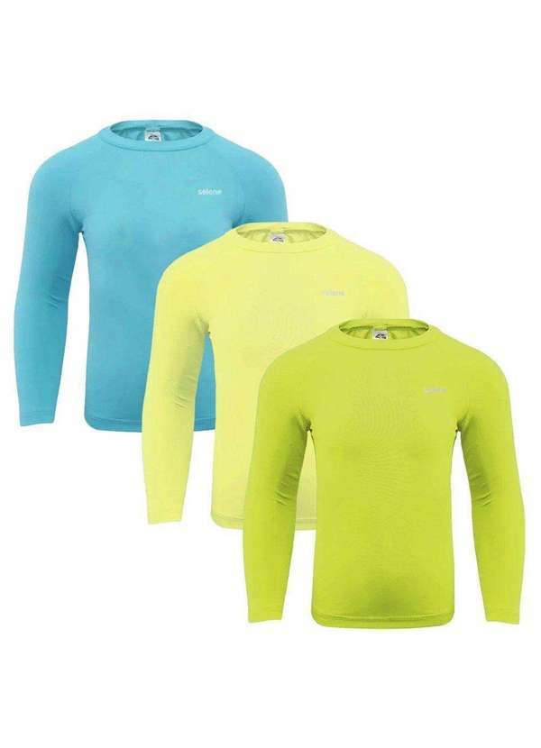 Selene - Kit 3 Camisas Térmicas Selene Proteção Uv50 Juvenil Azul