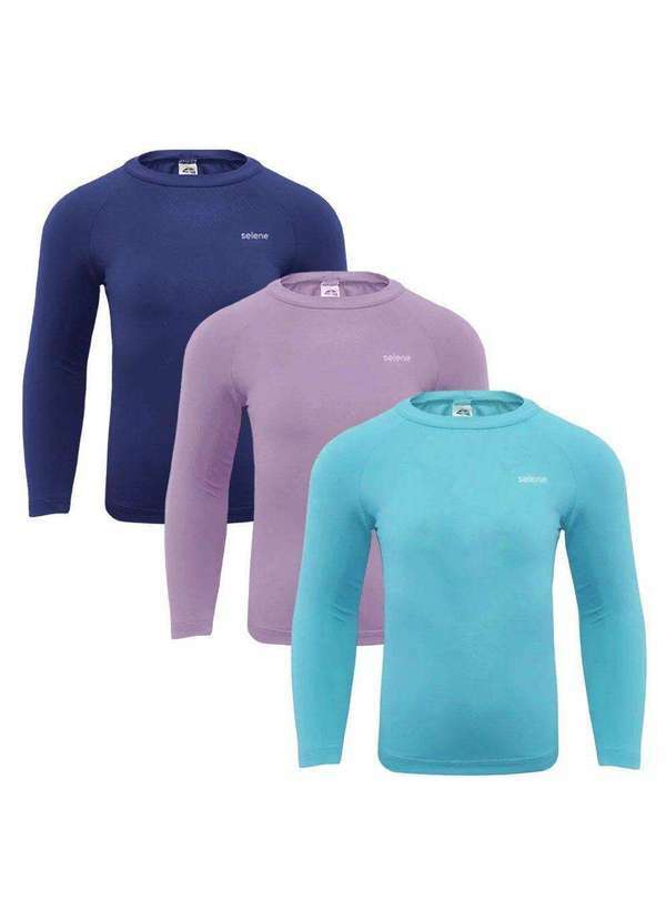 Selene - Kit 3 Camisas Térmicas Selene Proteção Uv50 Juvenil Azul
