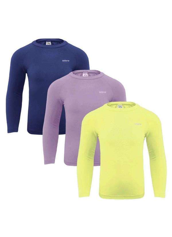 Selene - Kit 3 Camisas Térmicas Selene Proteção Uv50 Juvenil Azul