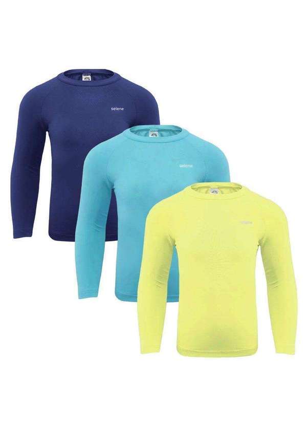 Selene - Kit 3 Camisas Térmicas Selene Proteção Uv50 Juvenil Azul