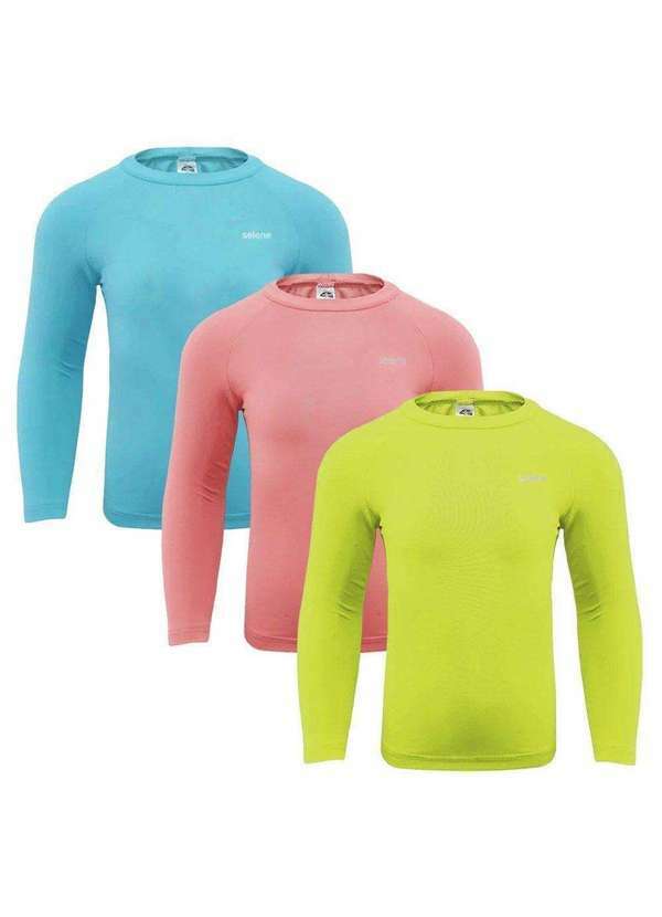 Selene - Kit 3 Camisas Térmicas Selene Proteção Uv50 Juvenil Laranja