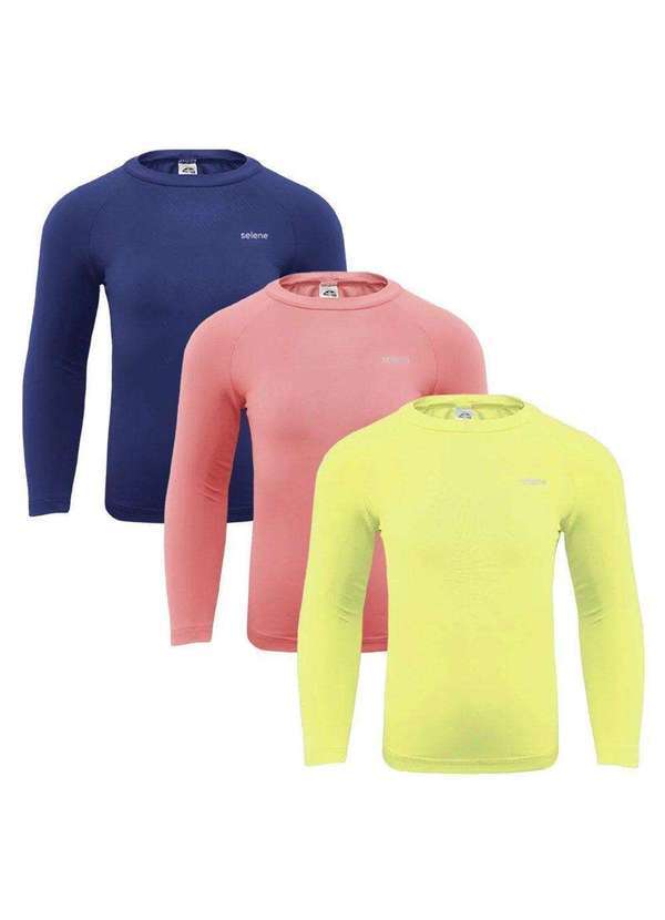Selene - Kit 3 Camisas Térmicas Selene Proteção Uv50 Juvenil Laranja