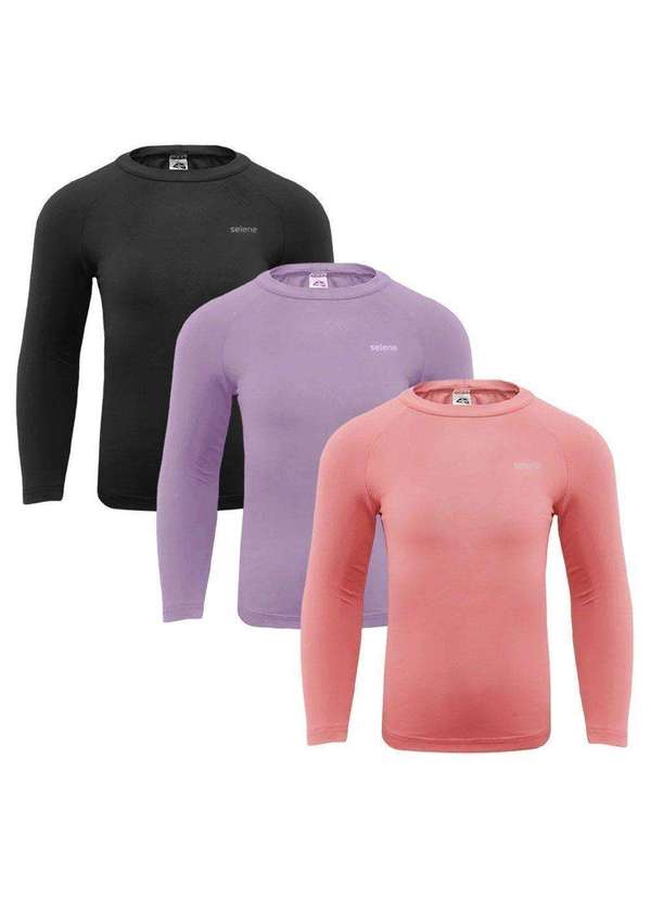 Selene - Kit 3 Camisas Térmicas Selene Proteção Uv50 Juvenil Preto 1