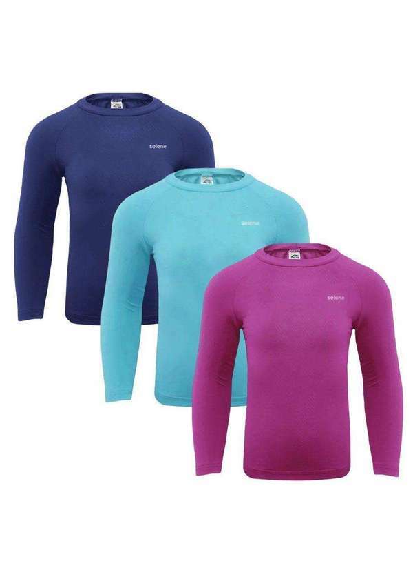 Selene - Kit 3 Camisas Térmicas Selene Proteção Uv50 Juvenil Rosa
