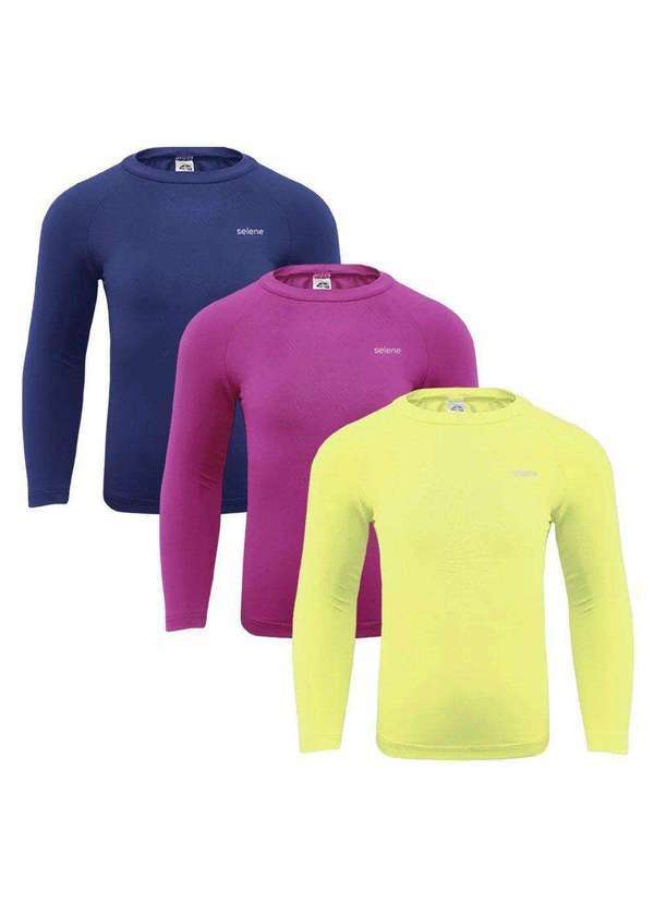 Selene - Kit 3 Camisas Térmicas Selene Proteção Uv50 Juvenil Rosa