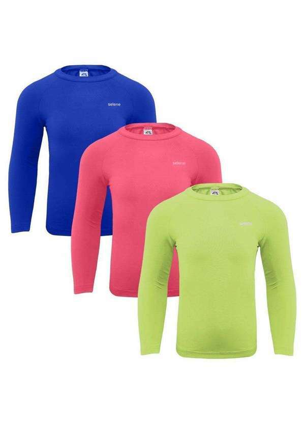 Selene - Kit 3 Camisas Térmicas Selene Proteção Uv50 Juvenil Rosa 1