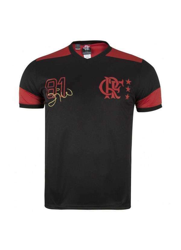 Braziline - Camiseta Braziline Flamengo Zico Retrô Infantil Preto