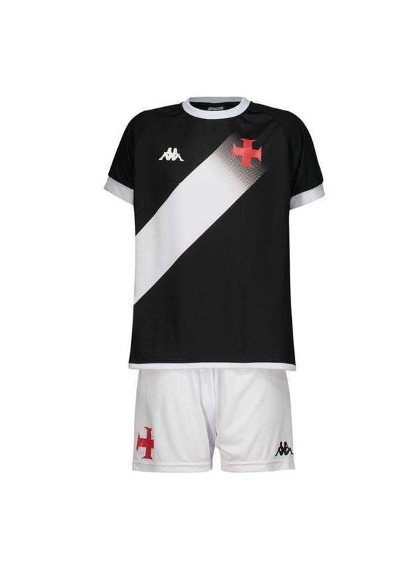 Kappa - Conjunto Kappa Vasco Supporter Graphik Infantil Preto