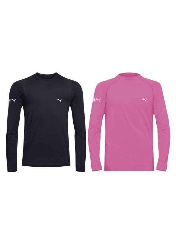 Puma - Kit 2 Camisas Térmicas Puma Uv50 Manga Longa Infantil Preto