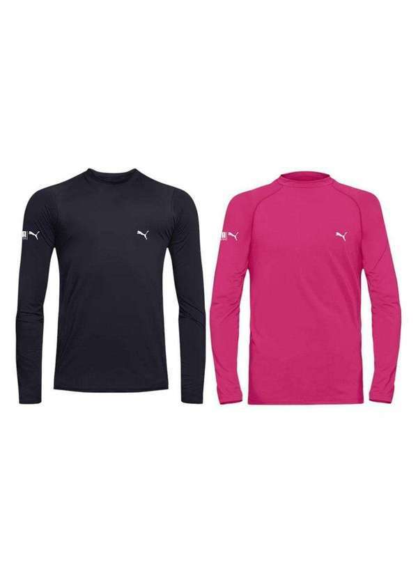 Puma - Kit 2 Camisas Térmicas Puma Uv50 Manga Longa Infantil Preto