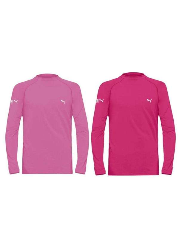 Puma - Kit 2 Camisas Térmicas Puma Uv50 Manga Longa Juvenil Rosa