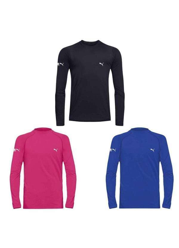 Puma - Kit 3 Camisas Térmicas Puma Uv50 Manga Longa Infantil Azul
