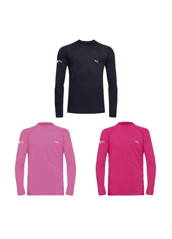 Puma - Kit 3 Camisas Térmicas Puma Uv50 Manga Longa Juvenil Preto 1