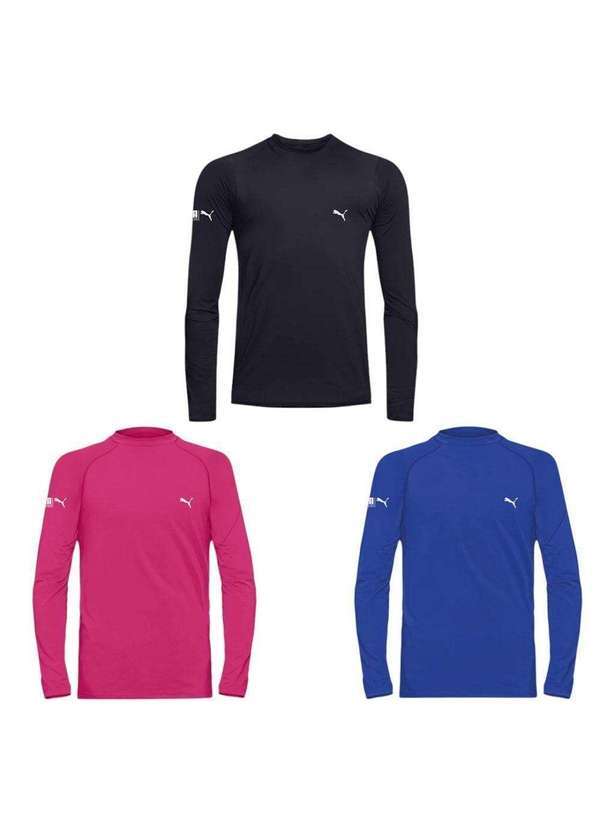 Puma - Kit 3 Camisas Térmicas Puma Uv50 Manga Longa Juvenil Rosa