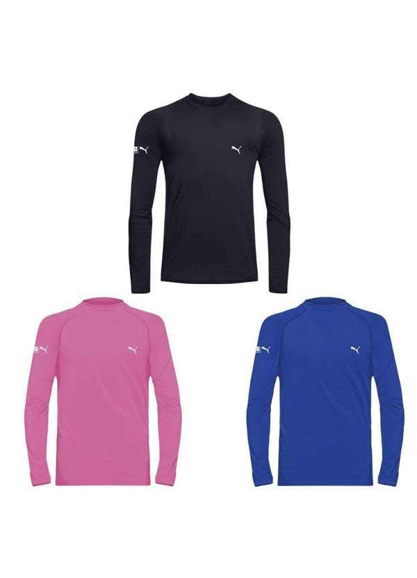 Puma - Kit 3 Camisas Térmicas Puma Uv50 Manga Longa Juvenil Preto