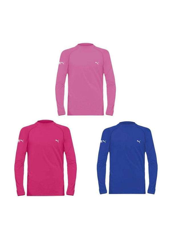 Puma - Kit 3 Camisas Térmicas Puma Uv50 Manga Longa Juvenil Rosa