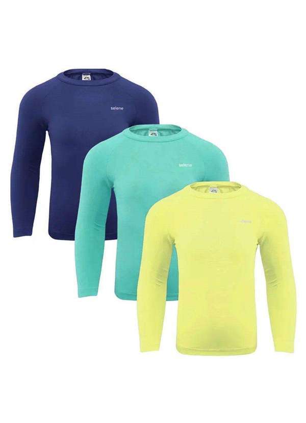 Selene - Kit 3 Camisas Térmicas Selene Proteção Uv50 Infantil Azul