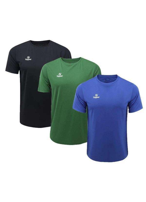 Topper - Kit 3 Camisetas Topper Fut Classic Juvenil Azul