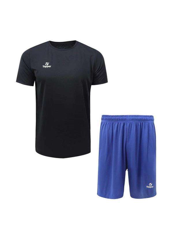 Topper - Kit Camiseta e Calção Topper Fut Classic New Juvenil Preto