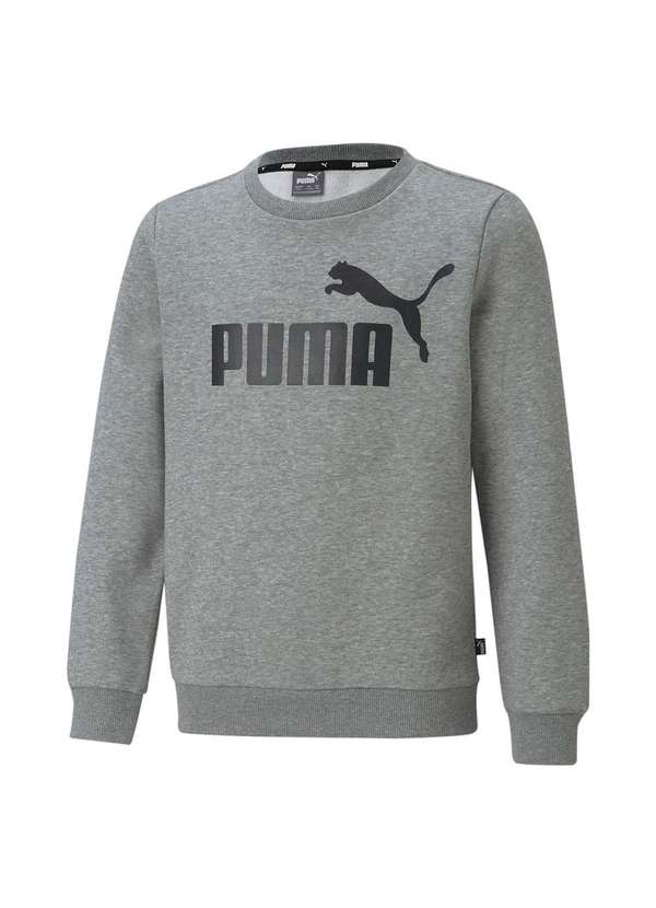 Puma - Blusa Moletom Puma Essentials Crew Neck Big Logo Juvenil Cinza 1