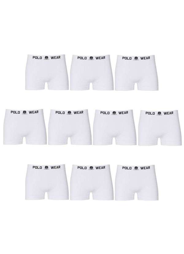 Polo Wear - Kit 10 Cuecas Boxer Polo Wear Basic Infantil Branco