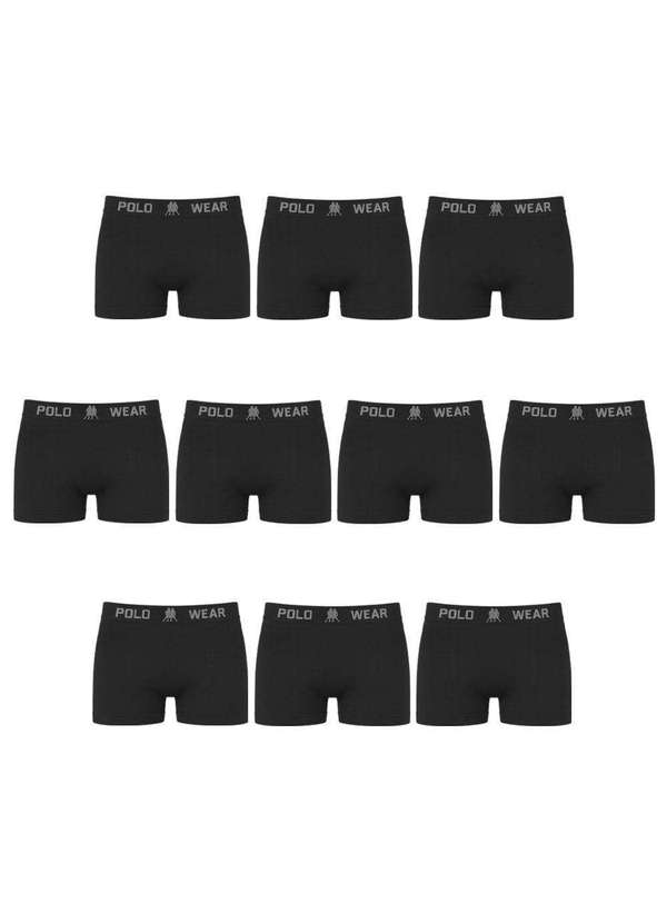 Polo Wear - Kit 10 Cuecas Boxer Polo Wear Basic Infantil Preto