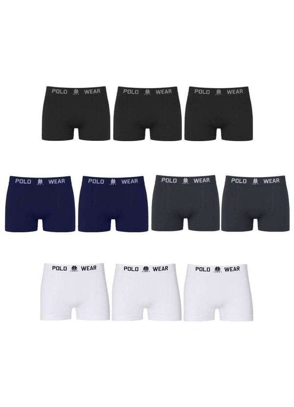 Polo Wear - Kit 10 Cuecas Boxer Polo Wear Basic Infantil Preto