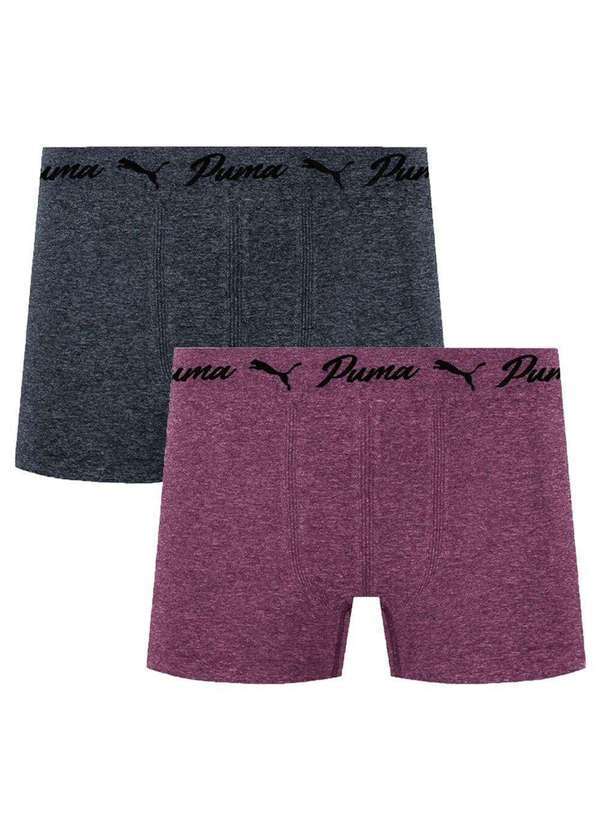 Puma - Kit 2 Cuecas Boxer Puma sem Costura Infantil Cinza