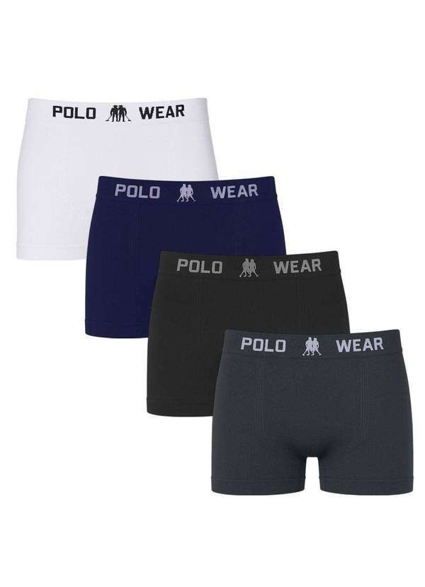 Polo Wear - Kit 4 Cuecas Boxer Polo Wear Basic Infantil Branco